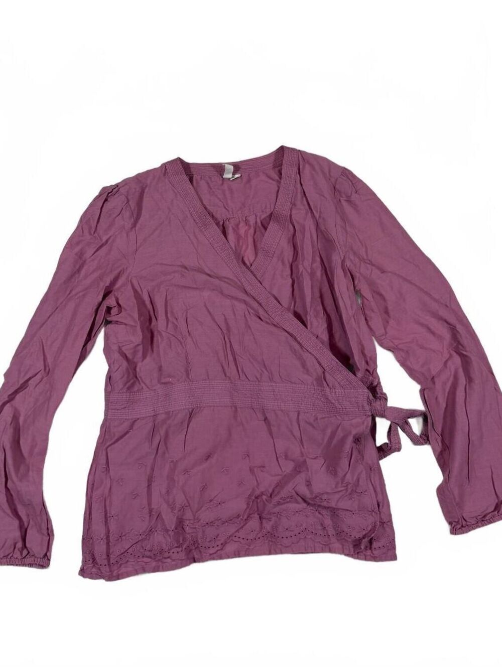 Feminine 2000s St. John's Bay Pink Long Sleeve Wrap Style Blouse Size L